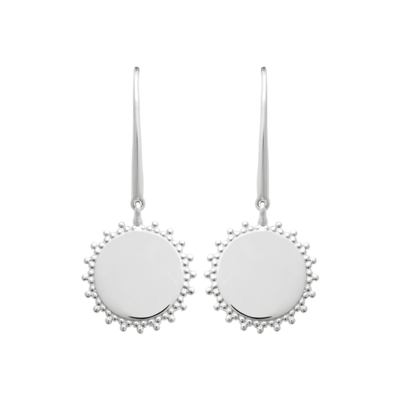 Sterling Silver Fancy Edge Disc Drop Earring