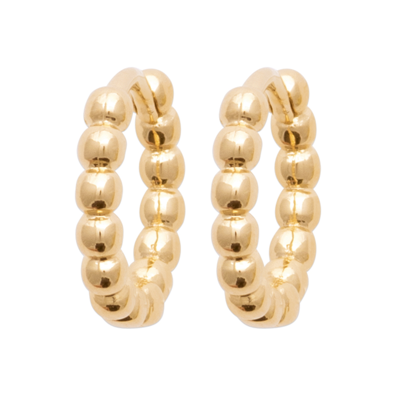 18 Ct Yellow Gold Plated Beaded Hoops