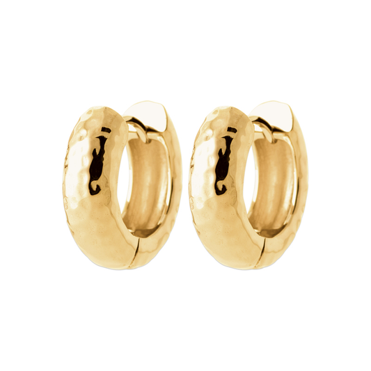 18CT Yellow Gold Plated Hammered Huggie Earring