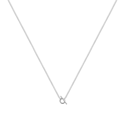 Sterling Silver Cubic Zirconia Tennis Chain with FOB Detail Necklace  45cm
