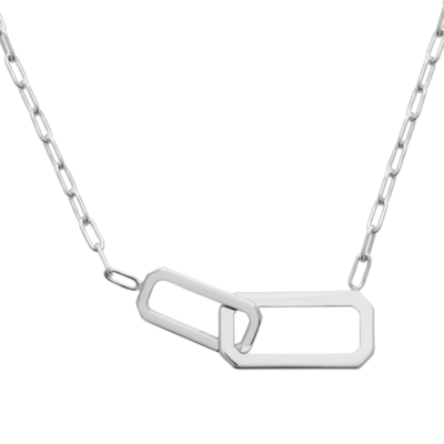 Sterling Silver Double Paperclip Necklet 45cm