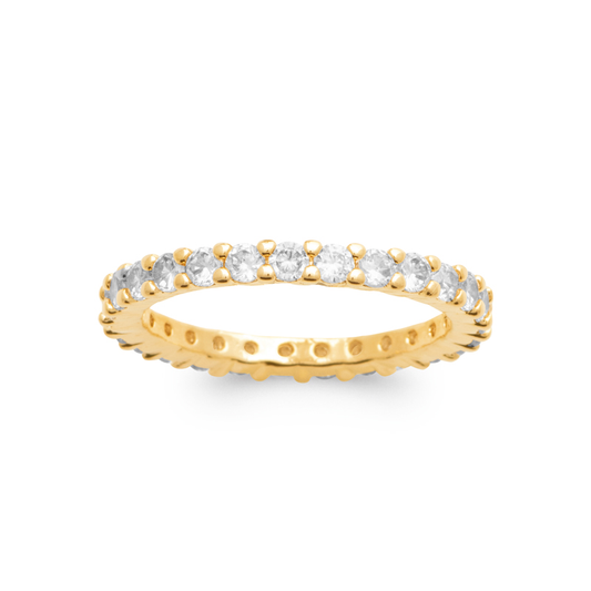 18CT Yellow Gold Plated Cubic Zirconia Full Round Brilliant Cut Band