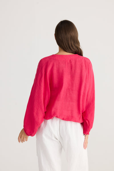 Raspberry Gauze Happy Hour Top