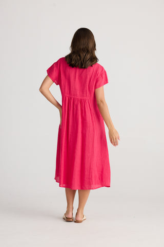 Raspberry Gauze Alfresco Dress