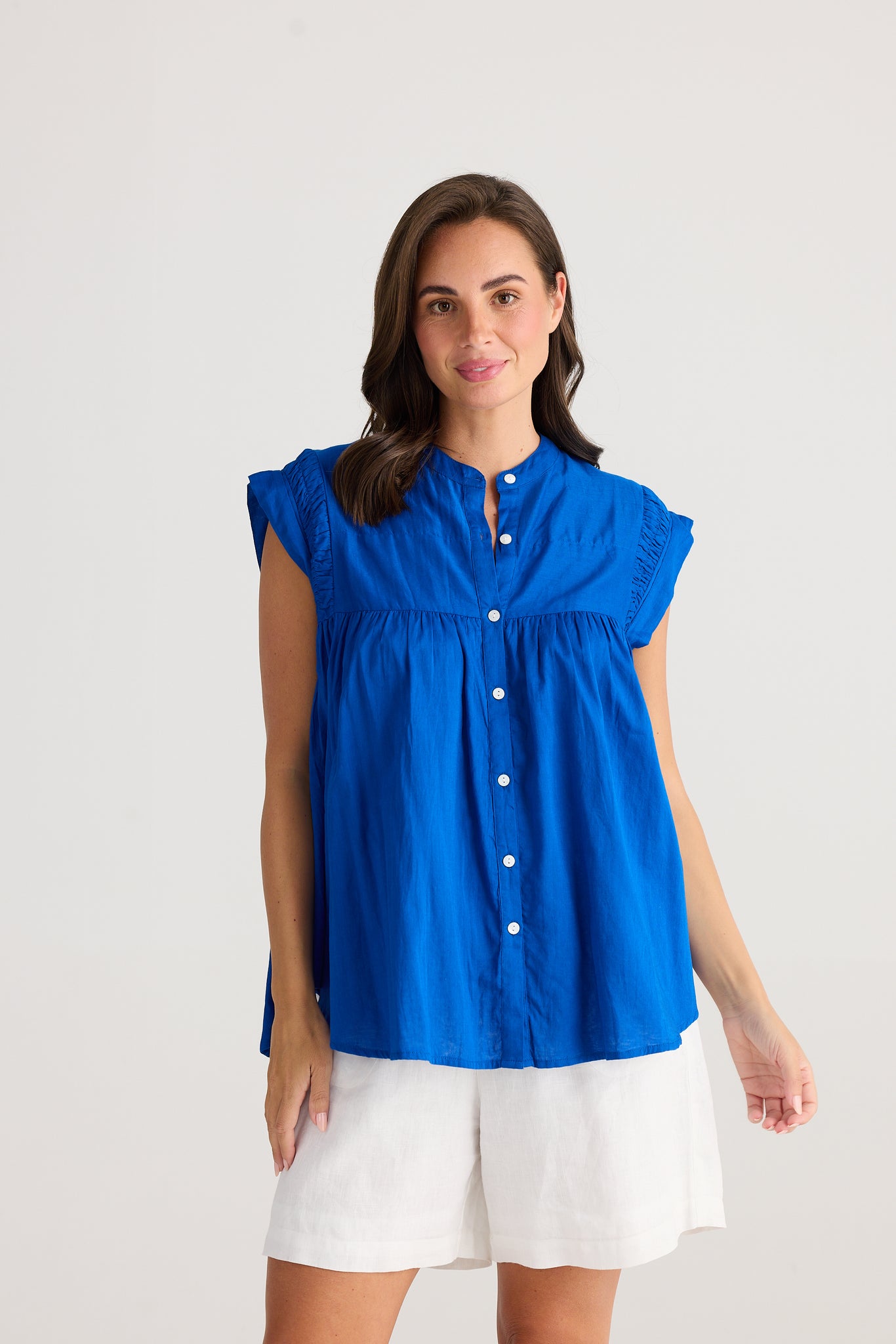 Sapphire Linen Clementine Top