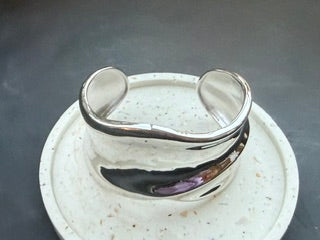 Sterling Silver Wide Wave Cuff