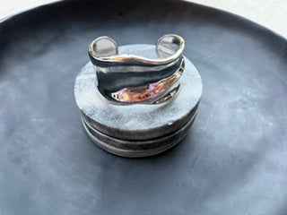 Sterling Silver Wide Wave Cuff
