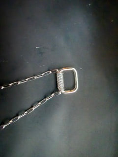 Sterling Silver Pave CZ Rectangle Necklet 42+3cm