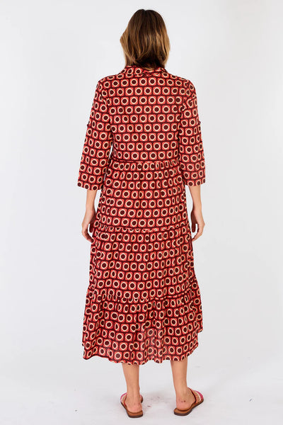 Montreal Button Dress Cranberry