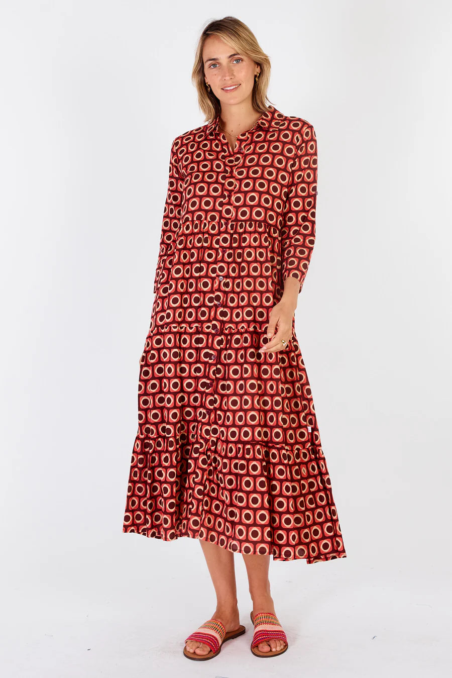 Montreal Button Dress Cranberry