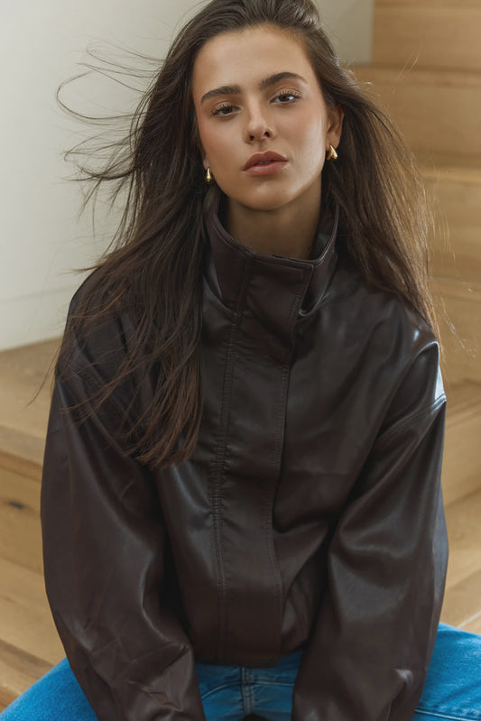 Jude Leather Look Bomber