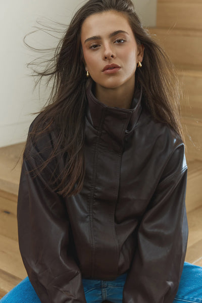 Jude Leather Look Bomber