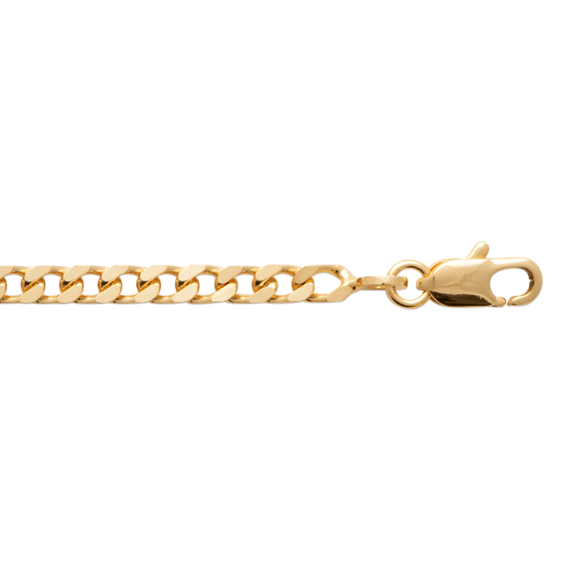 18cT Yellow Gold Plated Flat Curb Chain 60cm  3.00MM