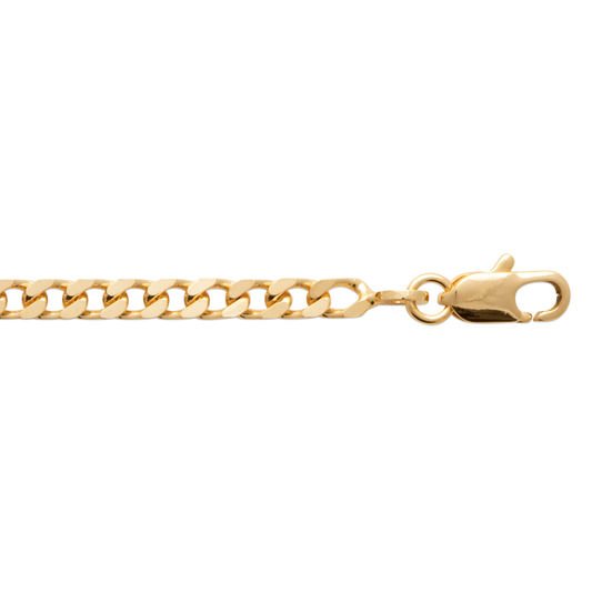 18cT Yellow Gold Plated Flat Curb Chain 60cm  3.00MM