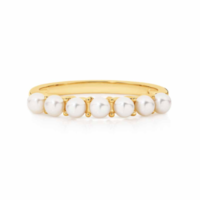 9Ct Yg Freshwater Pearl Crown Ring P-con  Soze O/55