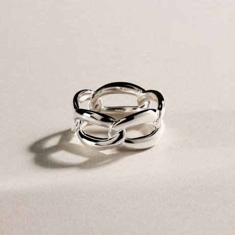 Interlink Sterling Silver Ring Medium