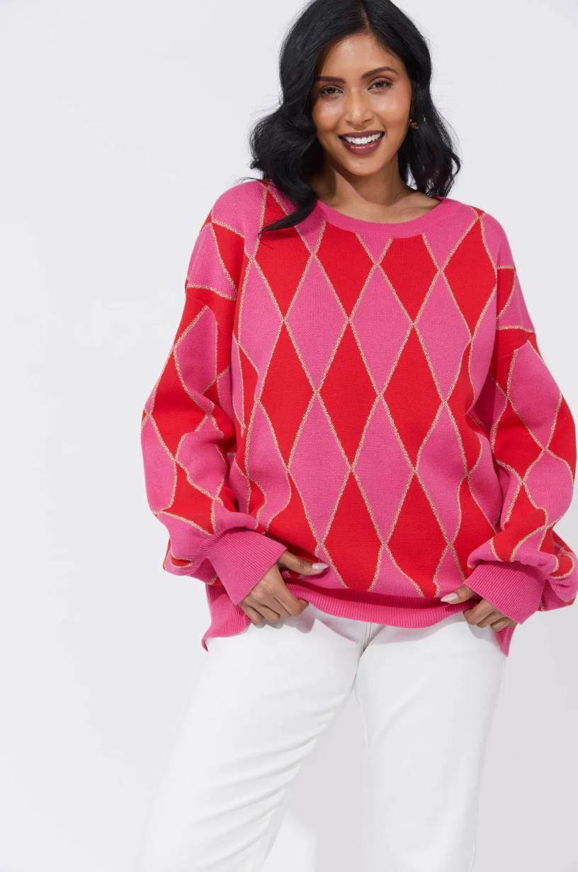 Casablanca Lurex Jumper Chilli/Pink