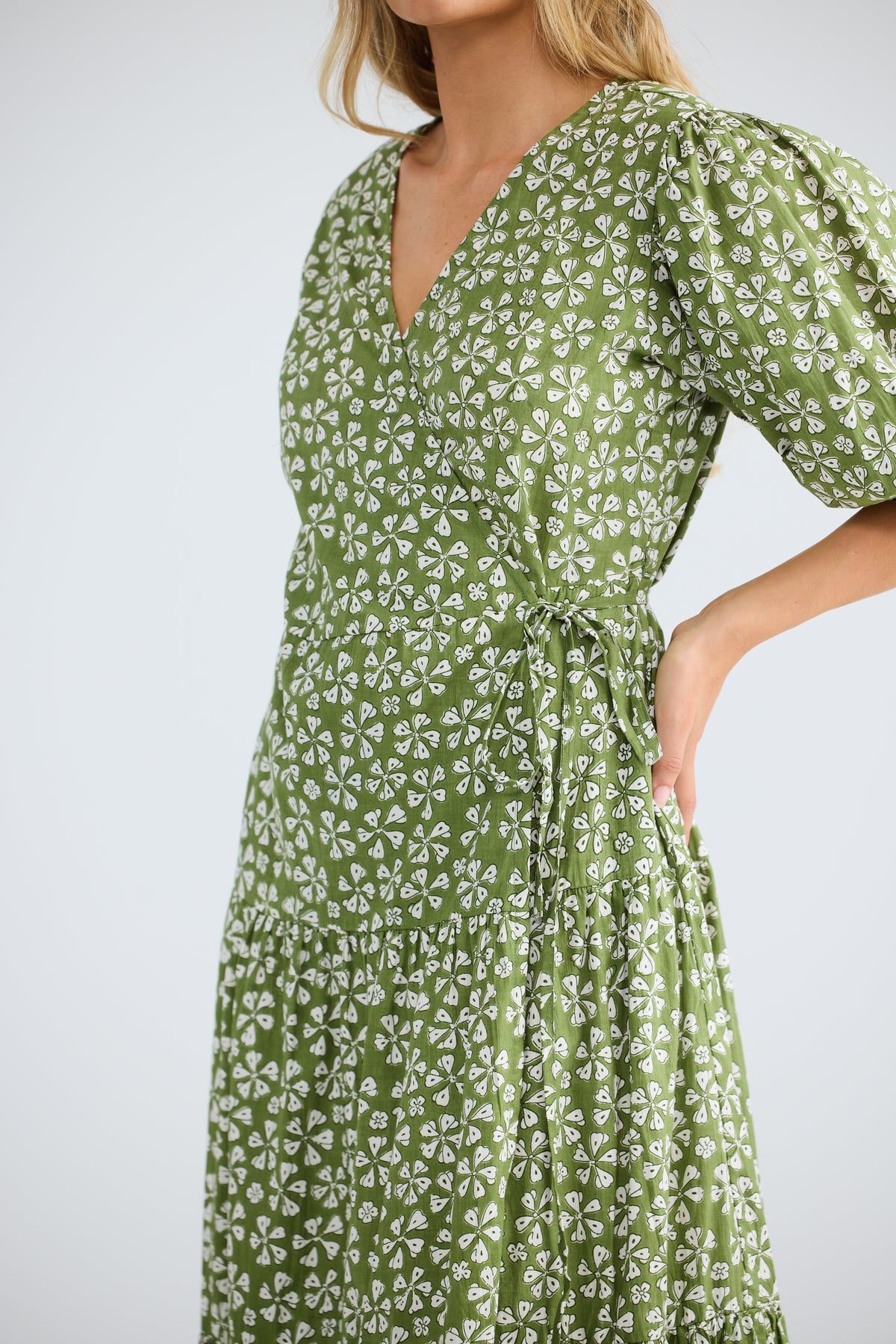 Taro Wrap Dress Sage Petal