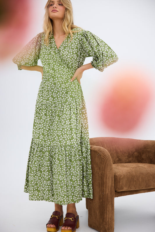 Taro Wrap Dress Sage Petal