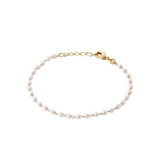 Waterproof 18ct Yellow Gold Plated Alloy Beaded  Gemstone 18cm Bracelet