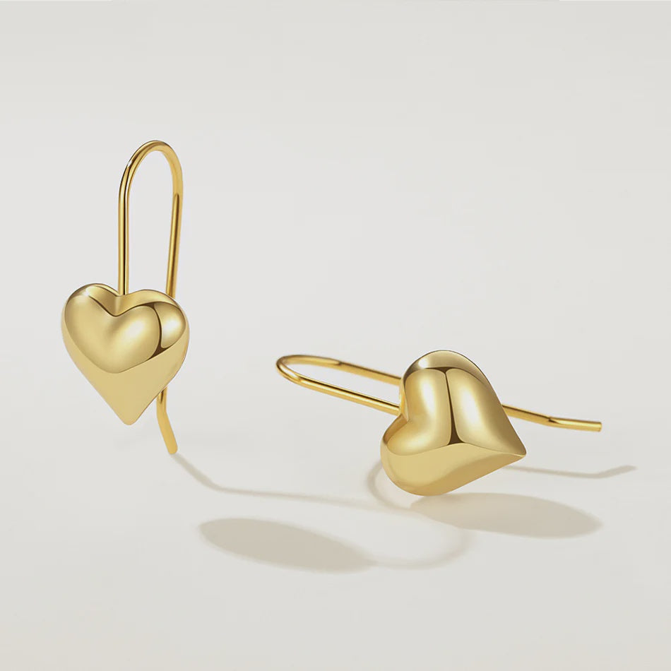 Plump Heart Earring GoldPlated on 925 Sterling Silver