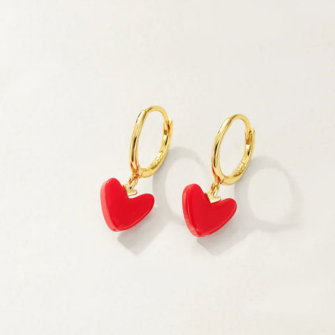 Red Heart Hoop Earring