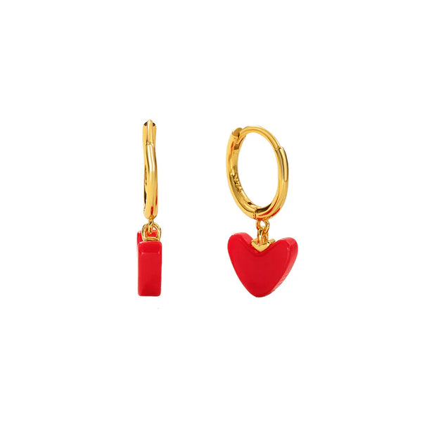Red Heart Hoop Earring