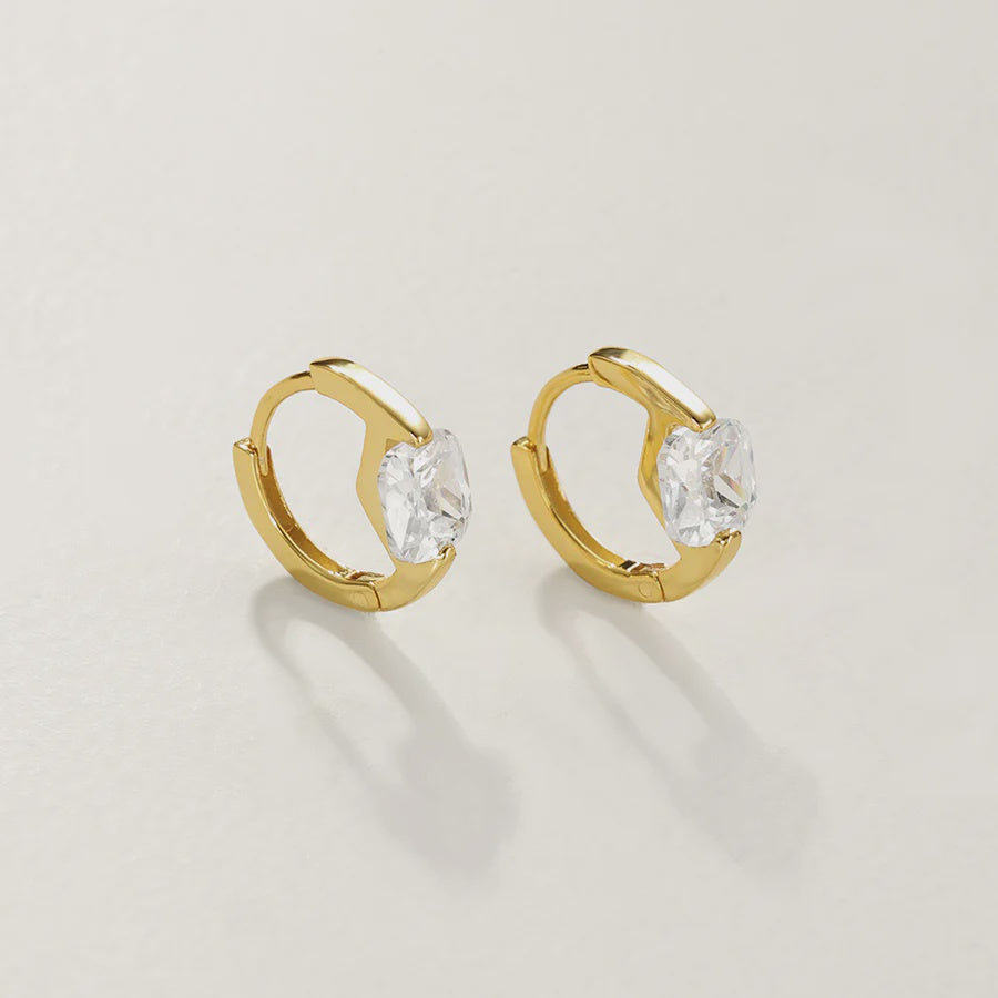 Square Zircon Hoop Clear