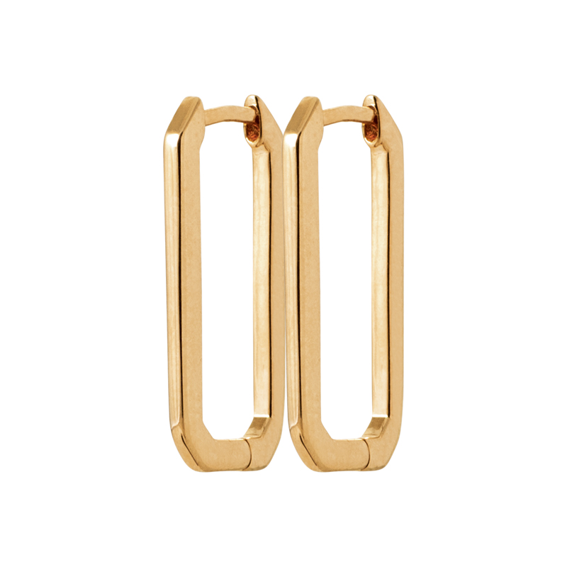 Waterproof 18ct Yellow Gold Plated Alloy Rectangle Earrings