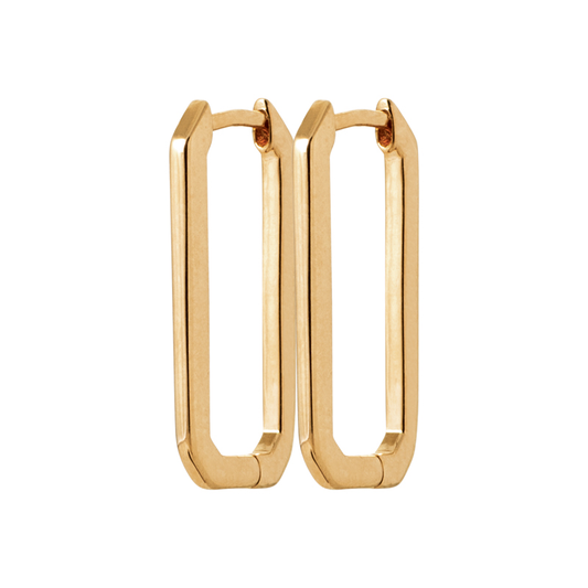 Waterproof 18ct Yellow Gold Plated Alloy Rectangle Earrings