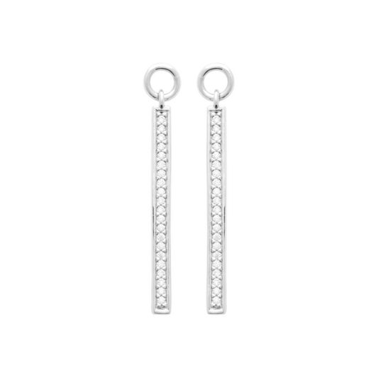 Sterling Silver Claw Channel Cubic Zirconia  Drop Earrings