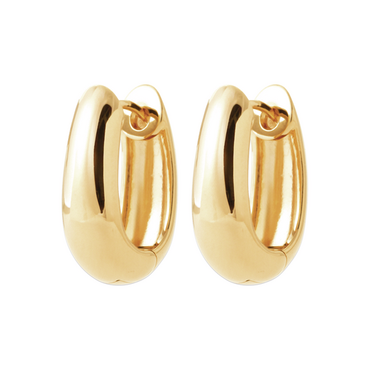 Waterproof 18ct Yellow Gold Plated Alloy Oval Wide Hoop Earring