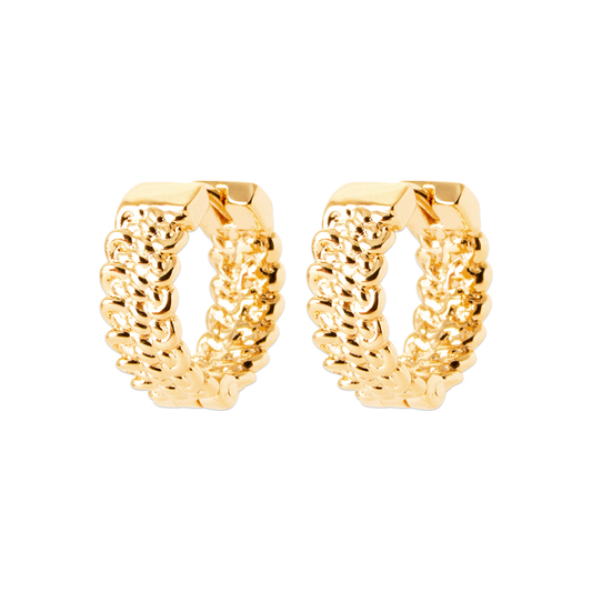 18CT Yellow Gold Plated Wide Plait Huggies