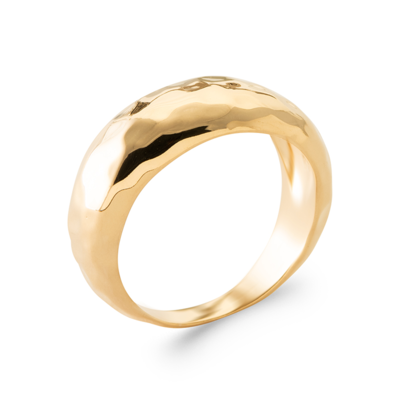 18ct Yellow Gold Plated  Hammered Dome Ring