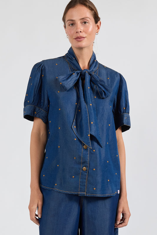 River Bow Shirt Indigo