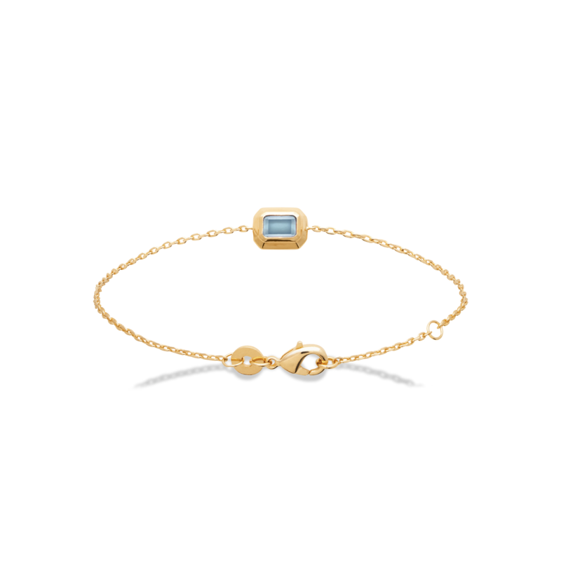18ct Yellow Gold Plated Synthetic Gemstone Emerald Cut Bracelet 18cm