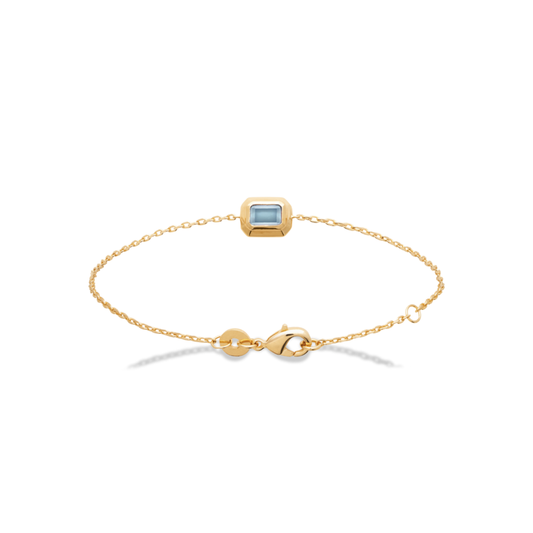 18ct Yellow Gold Plated Synthetic Gemstone Emerald Cut Bracelet 18cm