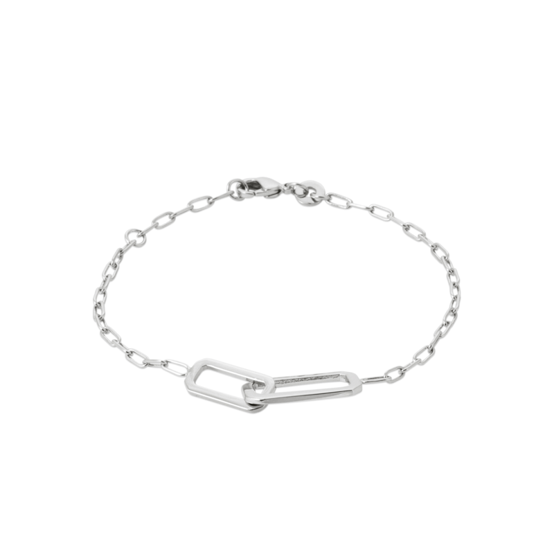 Sterling Silver  Double Paper Clip Bracelet 18cm