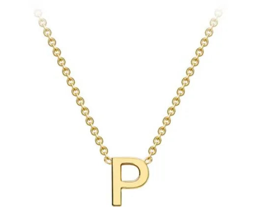 9K Yellow Gold Mini Initial Necklace 38+5cm