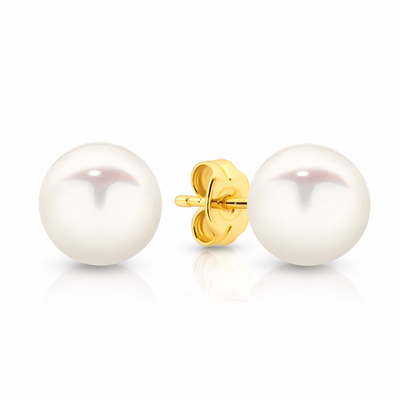 9 Carat Yellow Gold 8-8.5mm Freshwater Pearl Stud Earrings