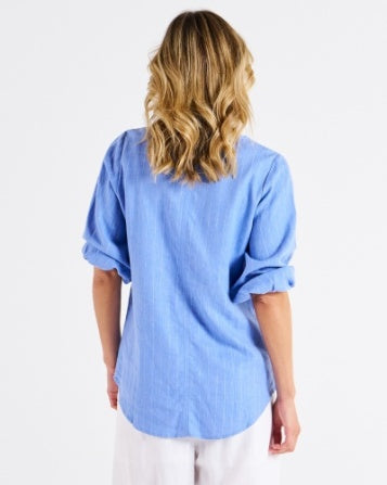 Elanora Linen Blouse Berry Blue Stripe