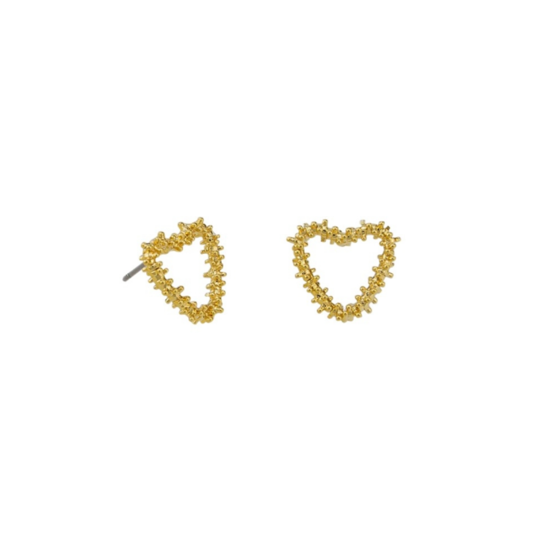 Gold Prickly Heart Studs
