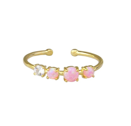 Pink Opal & Crystal Ring