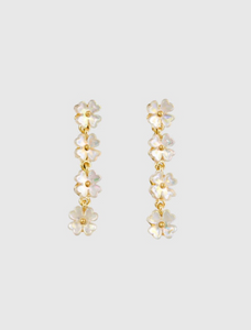 Pearl Flower Chain Earrings